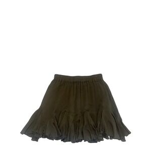 LALA FACTORY Olive Green Ruffle Hem Mini Skirt Elastic Waist Size Large